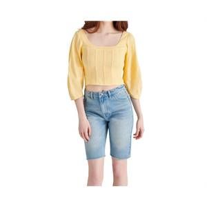 NEW STEVE MADDEN shay smocked back crop top in golden